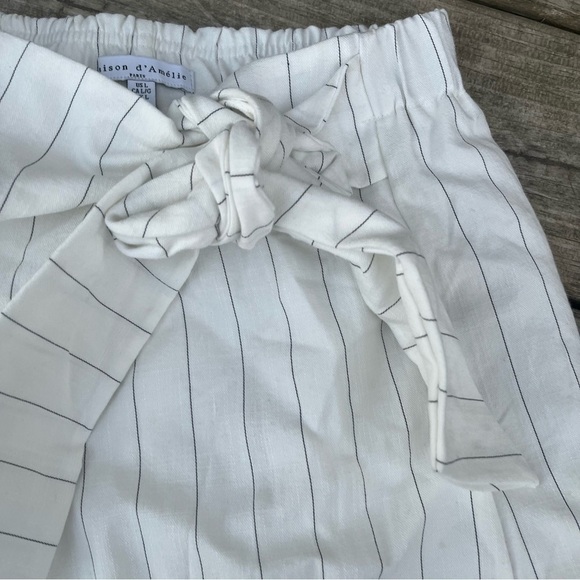 Mason D'amelie Paris cross front lined white black pinstripe tie skirt large - Picture 4 of 8